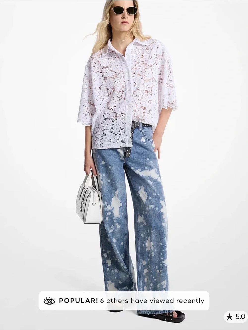 NWT Michael Kors Hand-Splattered Bleach Wide Leg Jeans Size 12 – $228 MSRP